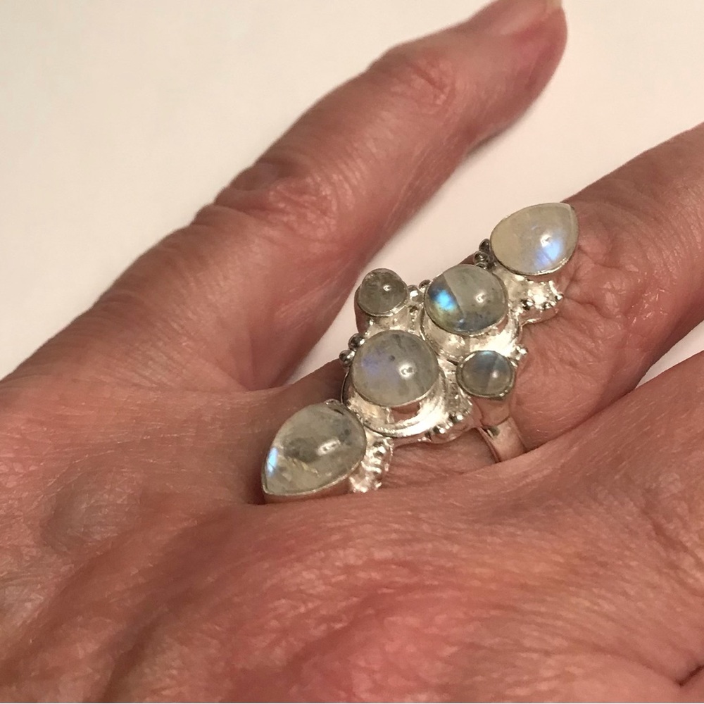 Moonstone Stamped 925 Sterling Silver Ring